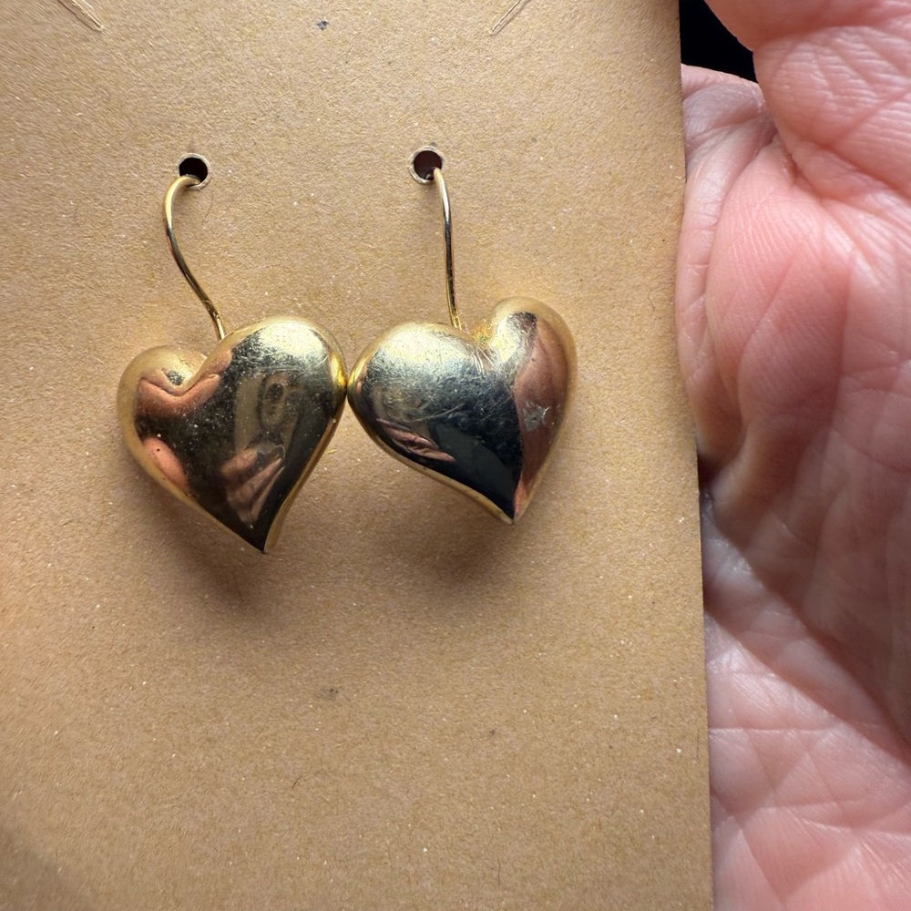 Gold Tone Heart Earrings